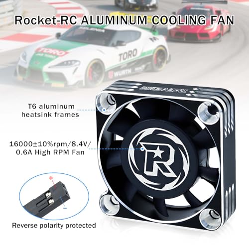 Surpass Hobby 40mm RC Motor Cooling Fan,16000RPM ESC Cooling Fan for 1/8 1/8 RC Truck Car Diameter 40mm Motor（Silver&Black） - style: Silver