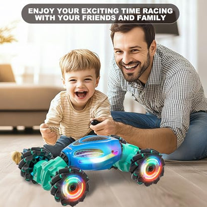 Gesture RC Car,1:18 4WD Transform Off-Road Stunt Car with Gesture & Remote Control, 360° Flips Drift Vehicle with LED Lights Music, All Terrain Toy Cars Gifts for Boys Girls Age 6-12 - style: 1:18 Blue