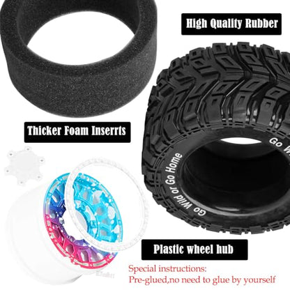 RC Truck Tires Wheel for 1/10 Big Rock Granite Vortek 3s / Stampede Rustler RC Car,4-Pack RC Wheels Tires,Colour - color: Colour- (Rc Tires Wheel)