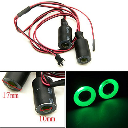 QUE-T 17mm 2 LEDs Angel Eyes & Demon Eyes LED Headlight/Back Light for 1:10 RC Model Crawler Cars, (Green + White, 17MM) - color: Green + White, size: 17MM
