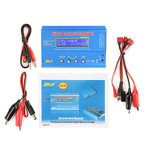 Shkalacar Professional Balance Charger/Discharger with Power Supply for LiPo，Li-ion，Li-Fe，LiHV Battery (1-6S), NiMH，NiCd (1-15S), Rc Hobby Battery Balance Charger, 80W 6A