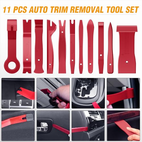 GOOACC 330Pcs Trim Removal Tool, Auto Push Pin Bumper Retainer Clip Set Fastener Terminal Remover Tool Adhesive Cable Clips Pry Kit Car Panel Radio Removal Auto Clip Pliers, Red - color: 330pcs Clips Removal Kit Red