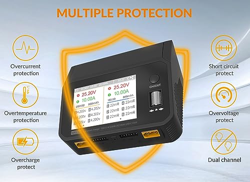 Lithium Battery Charger M6DAC AC200W Dual Battery Balance Charger | discharger for 1-6S LiPo LiHV LiFe Lion 1-10S PB 1-16S NiMh chargers 65W Phone Wireless Charging for RC plane car boat