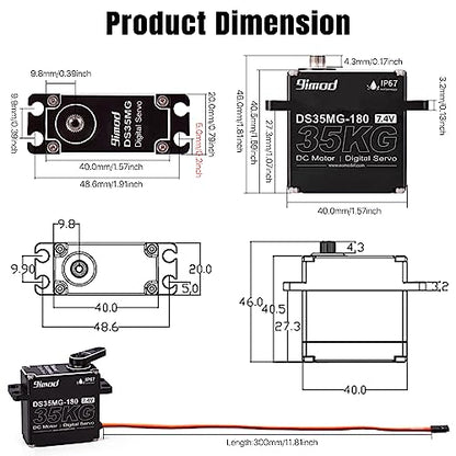 Waterproof 35KG High Torque RC Steering Servo Motor, Powerful & Fast Full Metal Gear Digital High Speed arduino servo for 1/8 1/10 1/12 RC Cars, Crawler, Truck, Buggy, Robotic, Control Angle 180° - size: 35kg 180°