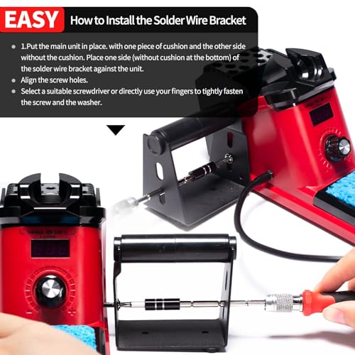 YIHUA 926 III 110W Soldering Iron Station Kit with LED Display, 2 Helping Hands, 3 Extra Iron Tips, 35g Lead-Free Solder, Solder Sucker, S/S Tweezers, °C/°F Conversion, Calibration & Sleep Features