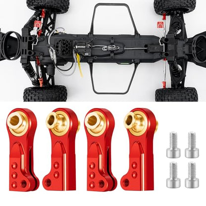 4PCS RC Linkage Rod Ends Metal Aluminum M4 Ball Joint Head M4 Link Linkage Rod End Balls Joint Head Set Compatible with Axial SCX10 II 90046 90047 D90 TRX4 RC Buggy Crawler Car Upgrades (Red) - color: Red