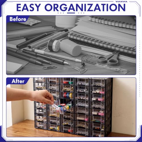Novabright 40 Drawer Plastic Small Parts Organizer, Wall Mount Storage Cabinet with Clear Drawers and Blank Labels, Heavy Duty Tool Organizer for Hardware Crafts Beads Building Bricks, Black