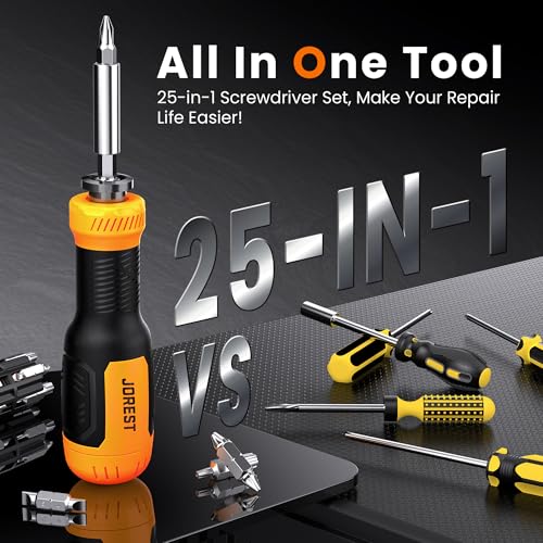 JOREST 25 in 1 Multi Screwdriver Set, Magnetic Screwdriver Multitool | Screw Driver with Torx, Flat Head, Phillips, Hex, Square, Portable Screwdriver All in One Tool Kit for Daily Repairs, Outdoor