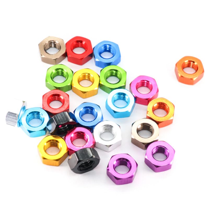6063-T6 Aviation Aluminum Alloy Hexagonal nut 10 Pieces CNC Turning nut Standard nut Color nut M2 M3 M4 M5 M6 M8 （Silver,M2x0.4=10pcs） - color: silver, size: M2x0.4=10pcs