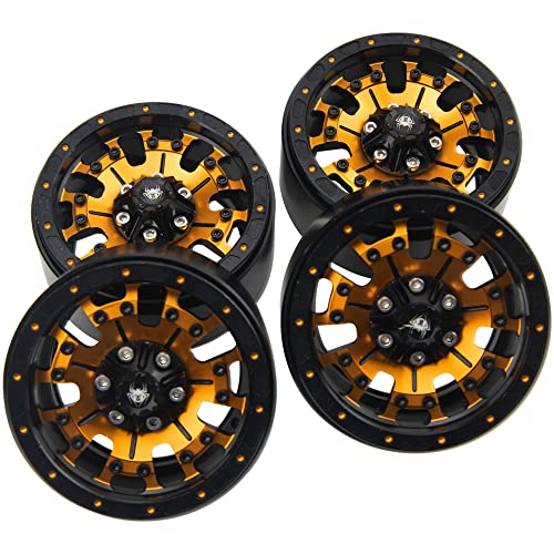 ShareGoo Metal 1.9inch Beadlock Wheel Rims 12mm Hex Hubs 10-Spoke Compatible with Traxxas TRX4 Axial SCX10 RC4WD D90 D110 Tamiya CC01 MST Redcat Gen8 1/10 RC Crawler Car (Yellow) - color: Yellow