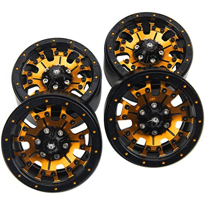 ShareGoo Metal 1.9inch Beadlock Wheel Rims 12mm Hex Hubs 10-Spoke Compatible with Traxxas TRX4 Axial SCX10 RC4WD D90 D110 Tamiya CC01 MST Redcat Gen8 1/10 RC Crawler Car (Yellow) - color: Yellow