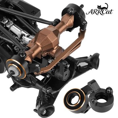 Brass Wheels Weights Steering Knuckles Upgrades Part for 1/30 SCX30 Chev rolet K10/Jeep Wrangler JLU 4X4/F0rd Bronco 4X4 RC Crawler,Front Portal Steering Blocks & Rear Hub Weight,Black