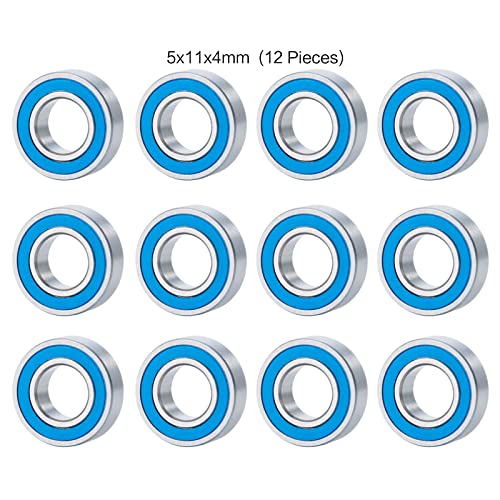 12PCS Bearing Kit for Tamiya Frog Super Blackfoot & Stadium Blitzer | Steel Rubber Seal Ball Bearings Upgrade Accessories