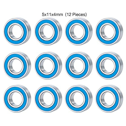 12PCS Bearing Kit for Tamiya Frog Super Blackfoot & Stadium Blitzer | Steel Rubber Seal Ball Bearings Upgrade Accessories