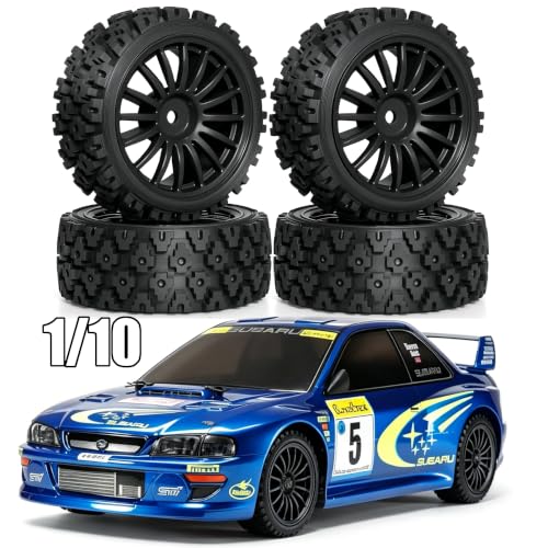 1/10 RC Wheels and Tires，70mm On Road Rubber Tires， for HPI Ken Block's Tamiya XV01 TT01 TT02B Kyosho FAZER MK2 Lc Racing PTG HSP RGT RC 3RACING D5 1/10 RC Rally Car (Black) - color: Black