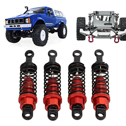 4Pcs RC Shock Absorbers, 64mm Aluminum Alloy Shock Absorber Oil Damper Adjustable Remote Control with Shock Mount Red - size: Red