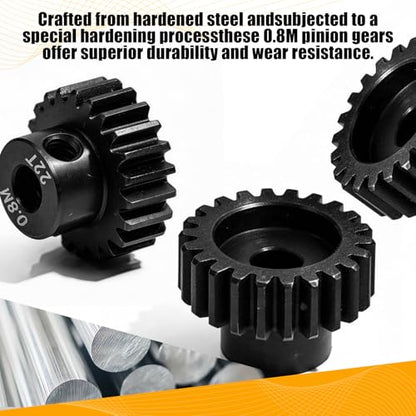 3-Pack Steel Metal 0.8M 5mm Pinion Motor Gear Sets 22T Compatible with HPI Kyosho Losi Axial Tamiya 1/8 1/10 RC Car Monster Truck Buggy, 0.8 Module Gear for Traxxsa Arrma - style: 3Pcs 22T
