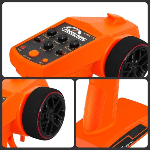 RC Radio System 4CH 2.4G RC Transmitter with Receiver and Lanyard Anti-Jamming Remote Controller for RC Car Crawler Boat, Orange - color: Orange
