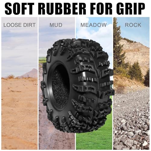 1.3 Tires for SCX24 & TRX4M 63.2 26.7mm RC Crawler Tires Upgrades with Foam Inserts Compatible with Traxxas Axial 1/18 1/24 Scale RC Cars Aggressive Mud Terrain Swamp Claw Design - size: 1.3-66mm-mzt