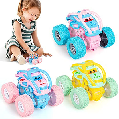 LODBY Car Toys for 2 3 4 Year Old Girls Gifts, Pull Back Cars Toys for Toddler Age 2-6, Monster Trucks for Kids Boys Toys Age 2-6 Year Old Girl Birthday Gifts - style: 3-PACK