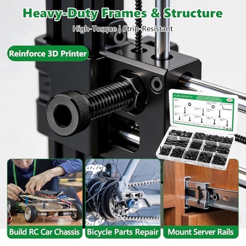 781PCS M3 Screw Assortment Kit, 12.9 Alloy Steel Hex Socket Cap Bolts | M3 X 6/8/10/12/16/20/25/30mm,With Nuts & Flat Washers & Lock Washers & Wrench, Black Zinc Plated ,for 3D Printing, DIY, Home - size: M3 781pcs 3