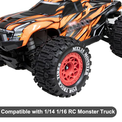 LRFHL 12mm Hex RC Wheel Tires 4PCS | for 1/16 Traxxas Mini Maxx 107154-1 Mini XRT VXL 108076-1 E-Revo Mini XRT MJX 16207 16210 HSP 94186 LOSI 1/18 Mini LMT - color: Black Tires+ Red Hex Wheel-5