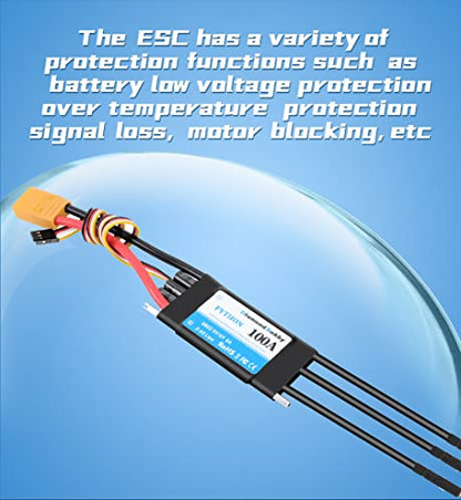 DH 100A 2-6S Waterproof Brushless ESC Electronic Speed Controller with 5V/6V 8A BEC and XT90 4.0mm Banana Head Connector for Model Ship RC Boat - size: 100A