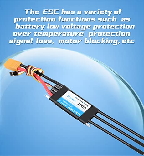 DH 100A 2-6S Waterproof Brushless ESC Electronic Speed Controller with 5V/6V 8A BEC and XT90 4.0mm Banana Head Connector for Model Ship RC Boat - size: 100A