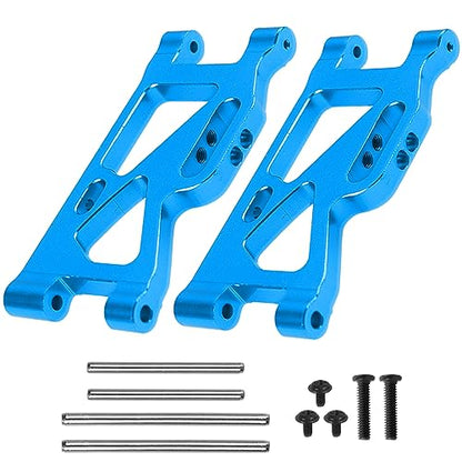 ShareGoo Aluminum Front Rear Swing Arm & Steering Knuckle Kit & Shock Absorbers Compatible with WLtoys 144010 144001 144002 1/14 RC Car (Blue) - color: Blue