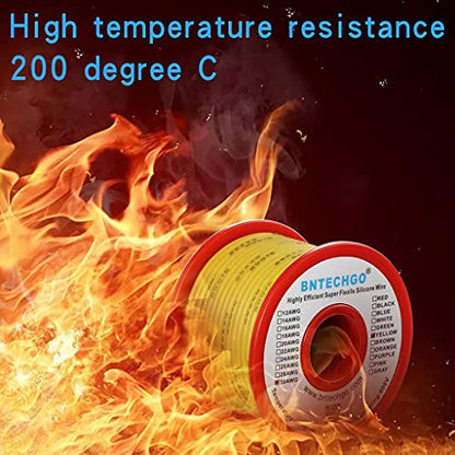 BNTECHGO 30 Gauge Silicone Wire Spool 50 ft Yellow Flexible 30 AWG Stranded Tinned Copper Wire | Flexible 30 AWG Stranded Wire Silicone Rubber Insulation For RC Models, Drone, Robot, LED Lighting Systems, 3D Printer, DIY - size: 30 gauge silicone wire 50f