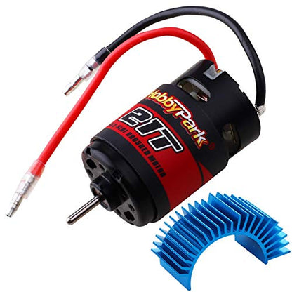 Hobbypark 21T Motor 550 Brushed Motors w/Heatsink for 1/10 RC Crawler Car Traxxas TRX4 TRX6 Axial SCX10 II III Redcat Gen7 Gen8 RC4WD - size: 21T