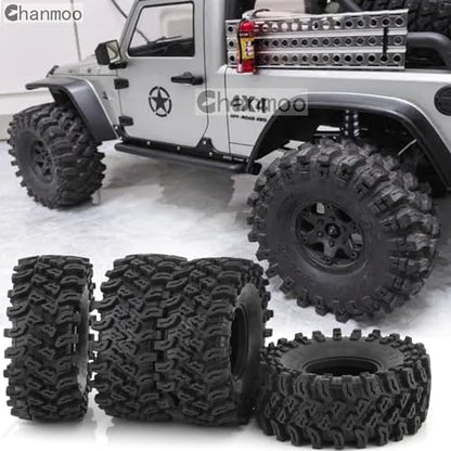 2.2 RC Crawler Tires 1/10 RC Rubber Slingers Grappler Mud Wheels Tyres For 1:10 Scale Rock Crawler Car Axial SCX10 90047 D90 TF2 Tamiya CC01 Traxxas TRX4 2.2in Beadlock Rims 4PCS