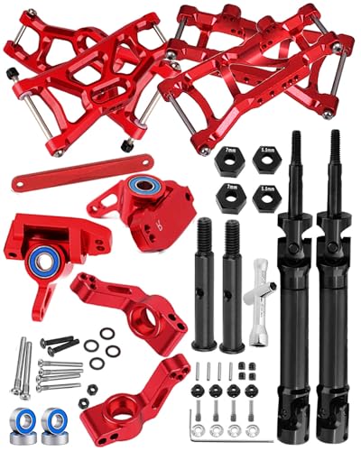 RC Stainless Steel Drive Shaft CVD Axles Upgrades Part for 1/10 Rustler/Stampede VXL 2WD,Alloy Suspension A Arm,Aluminum Caster Block & Steering Blocks & Rear Stub Axle Carriers,Red - color: Red