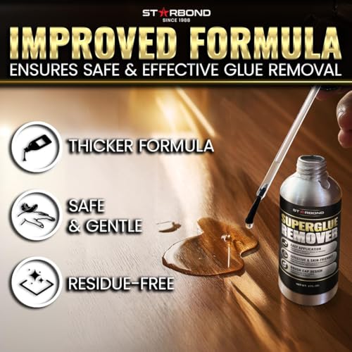 Starbond 2 oz. Super Glue Remover – Dissolves Adhesive – CA Glue Debonder with Easy Brush Cap Applicator