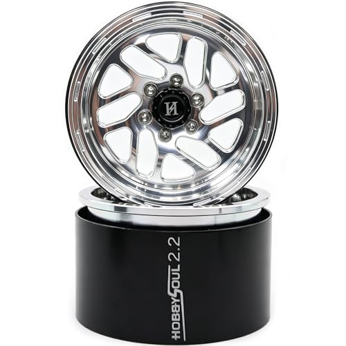 2.2 Beadlock Wheels 4-Pack For 1/10 RC Crawler SCX10 TRX4 Capra | -11mm negative offset,40mm wide aluminum wheel silver color rims with 12mm hex hub,for 1/10 RC crawler vehicles Upgrades - color: Silver