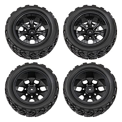 12mm Hub 4.64''OD Rubber Tires & Wheel Rim w/Foam Compatible with 1/10 Scale Traxxas Slash HPI HSP Volcano ExceedRC Infinitive Off-Road Car Monster Truck (Style 1) - style: Style 1