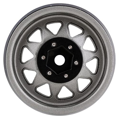INJORA 1.9 Beadlock Wheel Rim Hub 4pcs Metal Rims for 1/10 RC Crawler Car TRX4 Axial SCX10 90046 VP VS4-10 Redcat Gen 8 7(Grey) - color: Grey