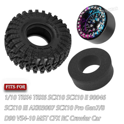 RC 1.9 Wheel Tires for 1/10 TRX4 TRX6 SCX10 SCX10 II 90046 SCX10 III AXI03007 SCX10 Pro Gen7/8 D90 VS4-10 MST CFX RC Crawler Car,12mm Hex Wheels Rims and Rubber Tires w/Sponge,Colour - color: Colour - (1.9 Beadlock Wheel)