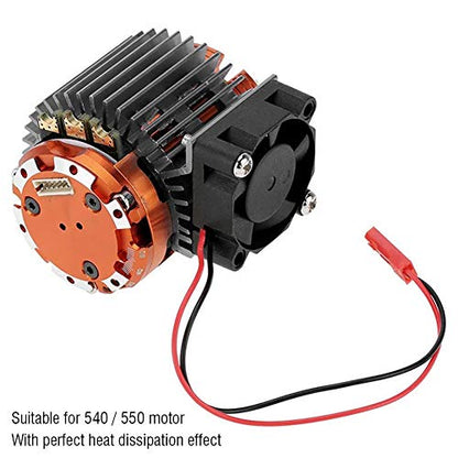 Dilwe Motor Heat Sink Heat Sink with Cooling Fan for 1/10 Scale Electric RC Car 540/550 Motor(Black)