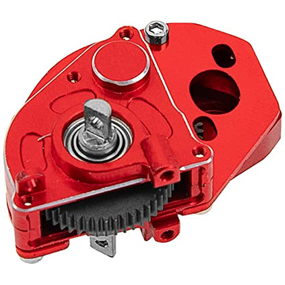 ShareGoo Aluminum Complete Transmission Gearbox w/Transmission Gear Upgrade Part Compatible with Axial SCX24 Deadbolt C10 JLU Gladiator Bronco 1/24 RC Crawler Car (Red) - color: Red