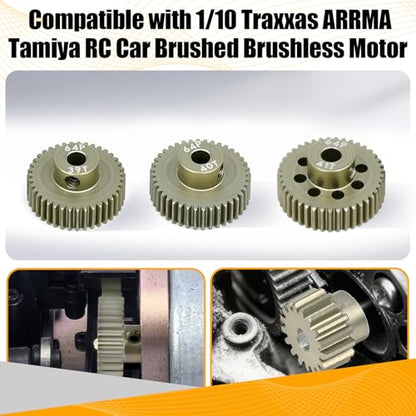 64P Pinion Gear 3.175mm Shaft 7075 Aluminum Alloy Motor Gears,0.6 Metric Pitch 39 40 41T with 1/8 Hole Pinion Gear Compatible with 1/10 Arrma HPI Kyosho Losi Axial Traxxas Tamiya RC Car - size: 39 40 41T