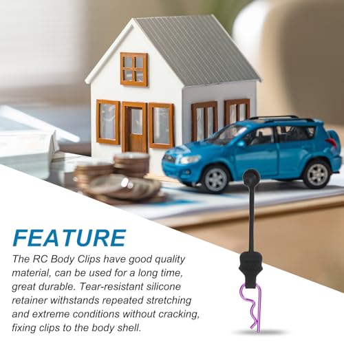 MECCANIXITY 4 Pcs RC Body Clip Retainers, 1.2mm Rod RC Clips Shell Fixed Buckle Lock Springy R Pins Shell Replacement Parts for All 1/8 1/10 Scale Model Car Crawler Truck(Purple) - color: Purple Tab Purple Clip