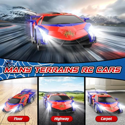 Growsland Remote Control Car, 2.4Ghz Rc Cars for Boys 4-7 8-12, Electric Kids Toys for Kids with Cool LED Lights, Rechargeable Hobby Race Cars Toys for Boys Girls Ages 4-6 5-7 6-8 8-12 Birthday Gift - color: Red1-rechargeable