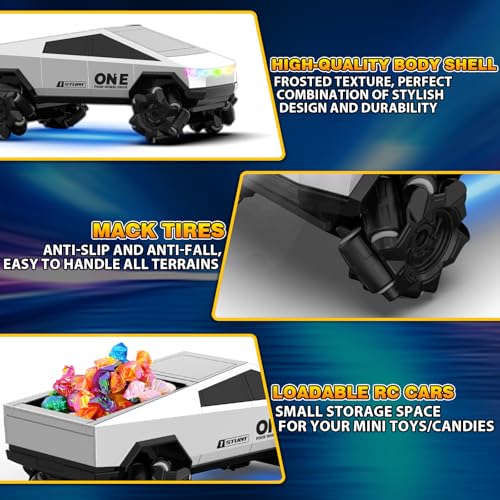 1/28 Gesture Sensing RC Stunt Car for 6-12+ Boys Girls, Seven Light Modes Cool RC Cars & 1/18 Remote Control Fire Truck Toy for Kids, 2.4GHz All Terrain RC Car with LED Lights & Sound
