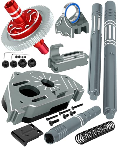 RC Center Driveshafts &Support &Transmission Gearbox &0.8 Mod 58T Slipper Clutch w/Shaft &20T 21T Pinions Upgrades Part for 1/10 Big Rock Granite Senton 3S,1/8 Typhon 3S,Titanium - color: Green(1 Set)