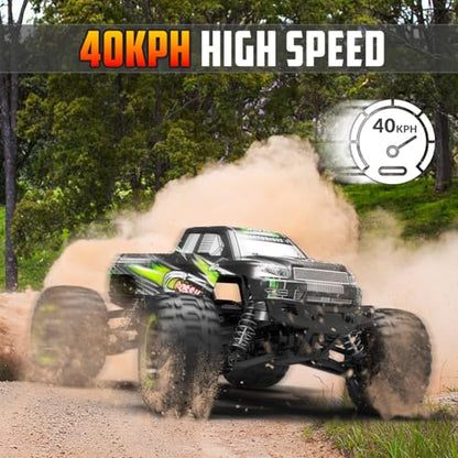 RACENT 1:16 RC Truck, Remote Control Truck for Beginners & Adults | 4x4, All Terrain, 40KPH, High Speed, Off-Road Monster Truck, 2.4Ghz, 2 Batteries - color: Green