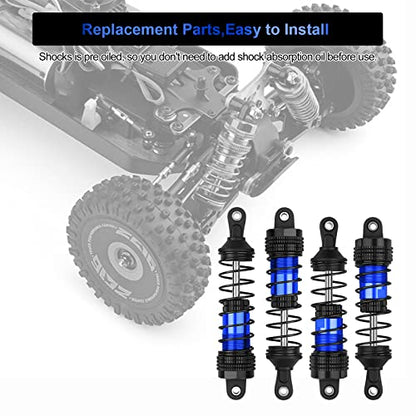 4PCS Shock Absorbers Oiled RC Shocks Fit for 1/12 1/14 1/16 RC Cars WLtoys 144001/124019/124018 MJX, SCY and HBX RC Buggy Off-Road Racing Replacement Parts (Black Blue) - color: Black blue
