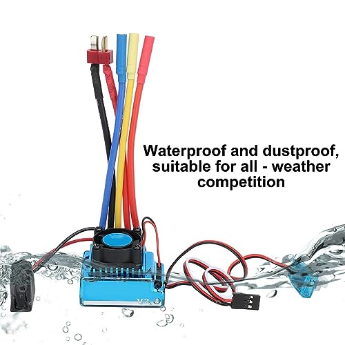 Brushless ESC, Water Proof Dustproof RC Car Speed Controller with Program Card Interface for 1/10 1/14 /16 Scale Remote Control Vehicles (45A)