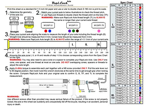 Through Axle Roaddisc, Gravel, Cyclocross, or Mountain Bikes, M12XP1.0/P1.5/P1.75 for 60 Different Combination - size: φ15x133mm MTB Front