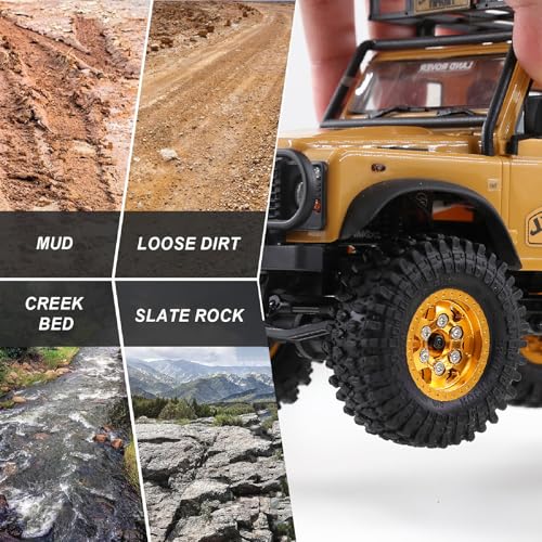 STMU 1.0 Beadlock Wheel Tires Set for 1/24 1/18 RC Crawler Car Ascent-18 Scout II Axial AX24 SCX24 FMS FCX24 (Golden)